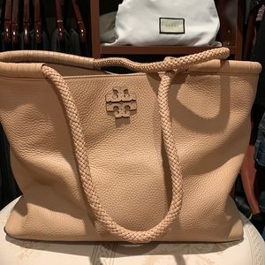 TORY BURCH pale pink leather tote